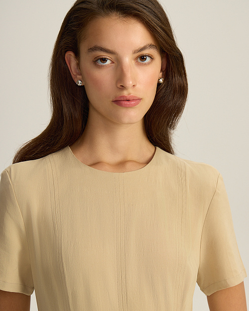 Приталенное платье из лиоцелла и района, бежевый