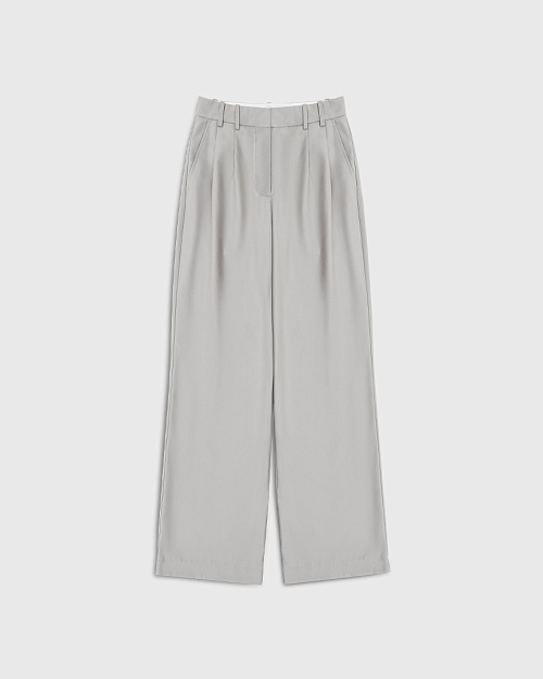 Прямые брюки c защипами, серый