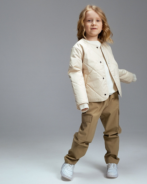 Детская стеганая куртка Unisex из водоотталкивающей ткани, бежевый