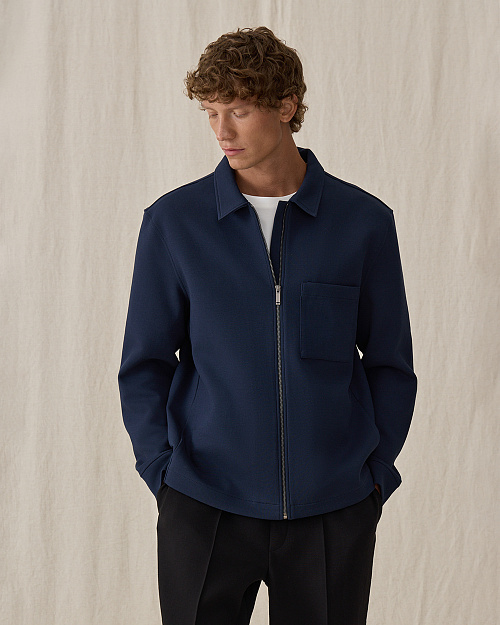 Мужская куртка из футера, на молнии, синий