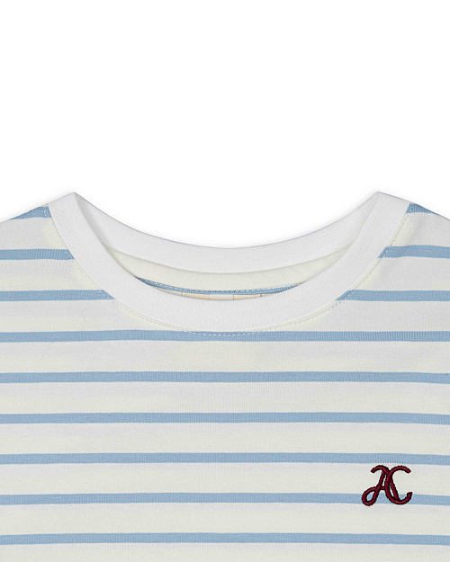 Детский лонгслив в полоску Unisex из хлопка, голубой