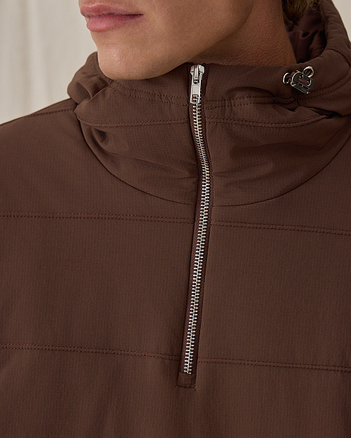 Мужская стеганая куртка-худи, коричневый