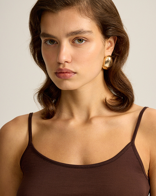 Топ на тонких бретелях, из лиоцелла, коричневый шоколадный