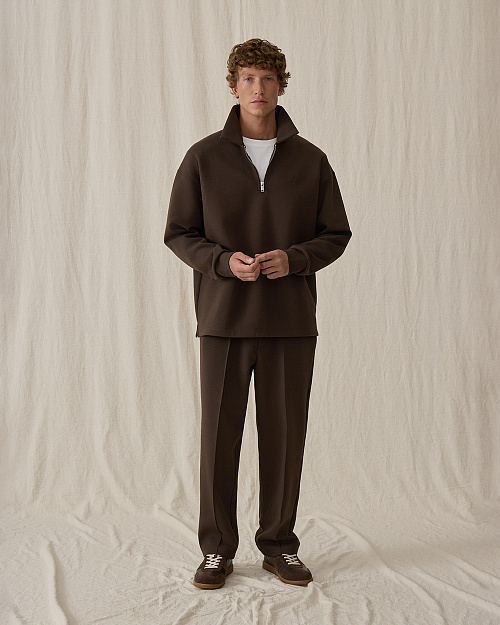 Мужской свитшот-поло, коричневый
