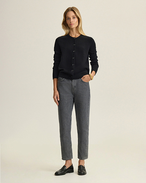 Джинсы Mom Fit с высокой посадкой, серый