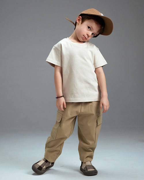 Детская футболка из эластичного хлопкового джерси Unisex, светло-бежевый