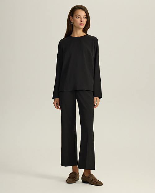 Расклешенные брюки, черный