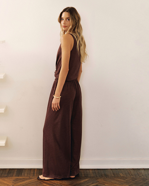 Свободные брюки на завязках, горький шоколад