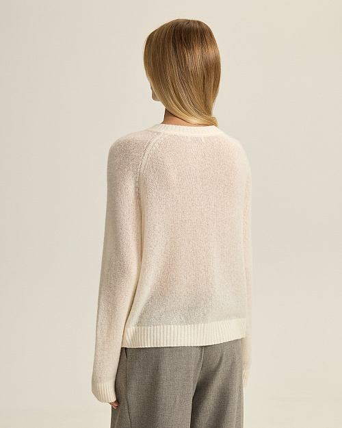 Джемпер из кашемира и шелка, молочный