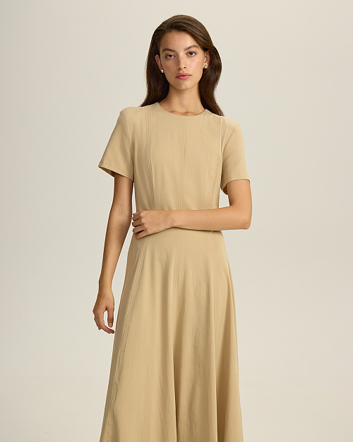 Приталенное платье из лиоцелла и района, бежевый