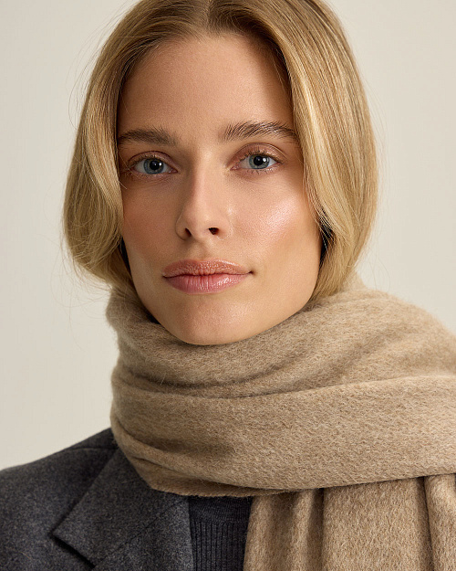 Палантин из шерсти, бежевый меланж