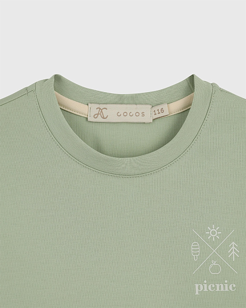 Детская футболка Unisex с принтом, мятный