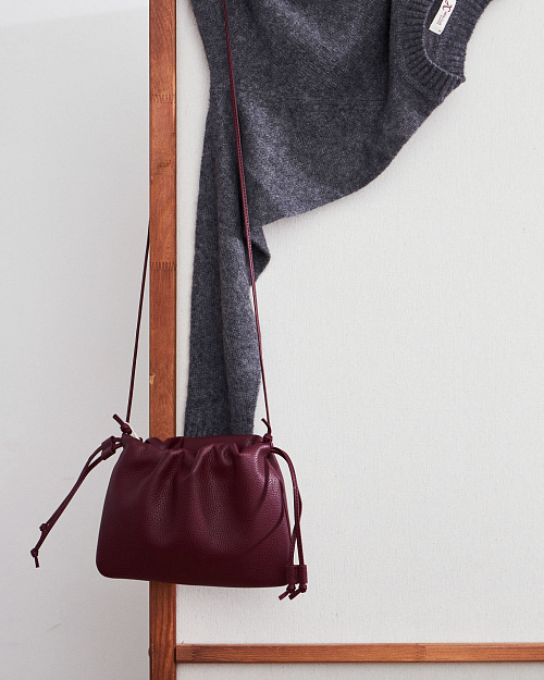 Мини-сумка из натуральной кожи, бордовый