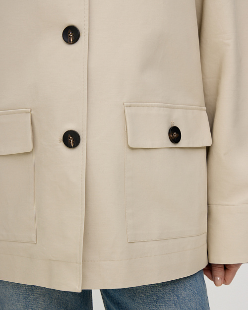 Хлопковая куртка с вельветовой отделкой, светло-бежевый