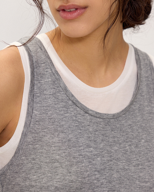 Двухслойная майка из тенселя и шерсти, серый меланж