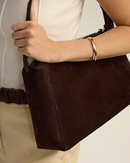 Сумка из натуральной замши, темно-коричневый