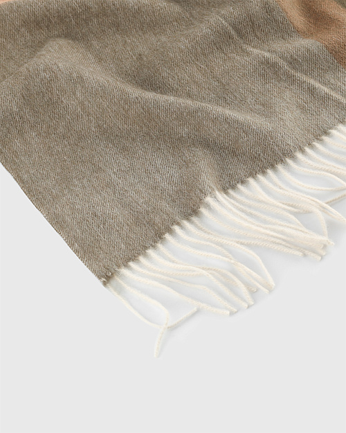 Шерстяной плед в клетку, 140×180 см, бежевый с коричневым