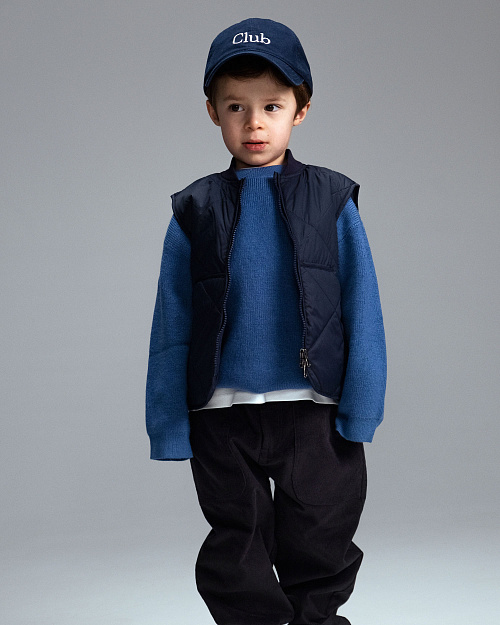 Детский стеганый жилет Unisex на синтепоне из водоотталкивающей ткани, темно-синий