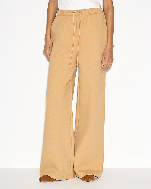 Прямые брюки из футера, бежевый