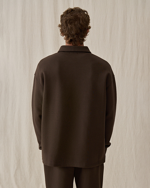 Мужской свитшот-поло, коричневый