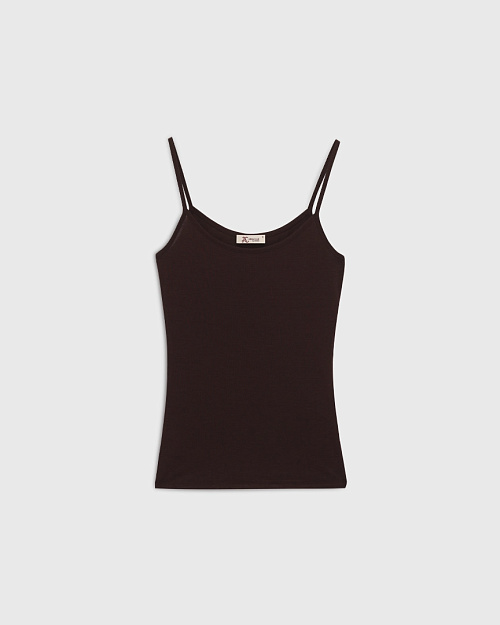 Топ на тонких бретелях, из лиоцелла, коричневый шоколадный