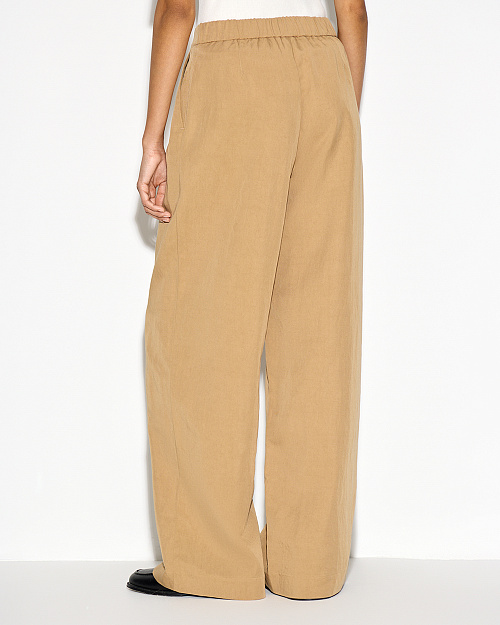 Брюки палаццо с резинкой на спинке, из лиоцелла, бежевый