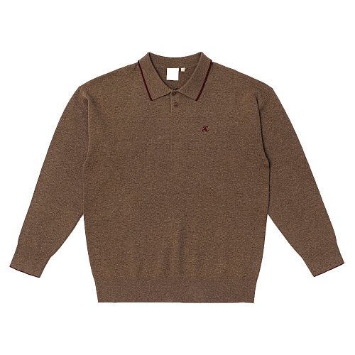 Хлопковый джемпер Unisex с воротником поло, коричневый