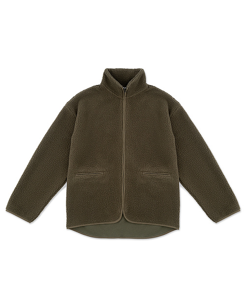 Толстовка Unisex на молнии, из флиса шерпа с меховым эффектом, хаки