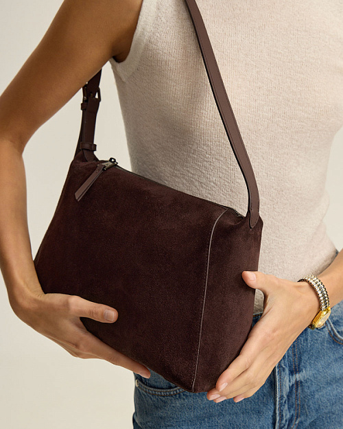 Сумка из натуральной замши, темно-коричневый