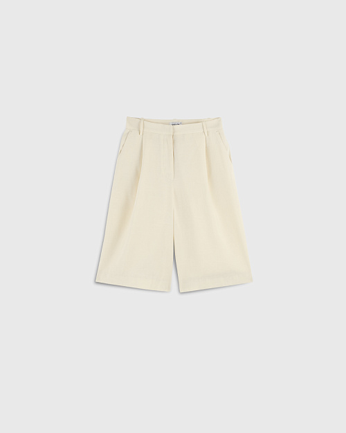 Шорты бермуды на подкладке, из тенселя, белый молочный