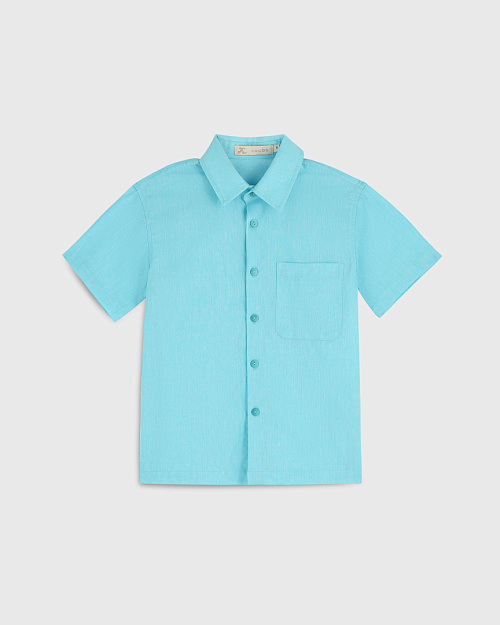 Детская рубашка Unisex из хлопка и льна, аквамарин