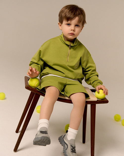 Детский свитшот Unisex с воротом на молнии, зеленый