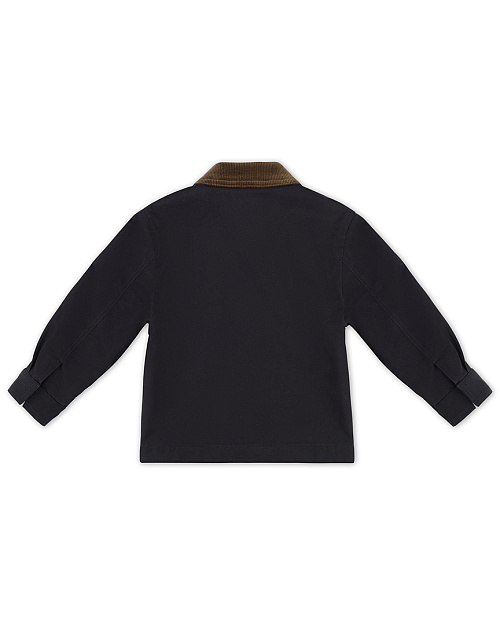 Детская хлопковая куртка Unisex с вельветовым воротником, темно-синий