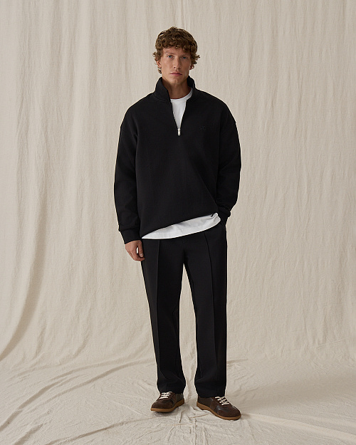 Мужской свитшот-поло, черный