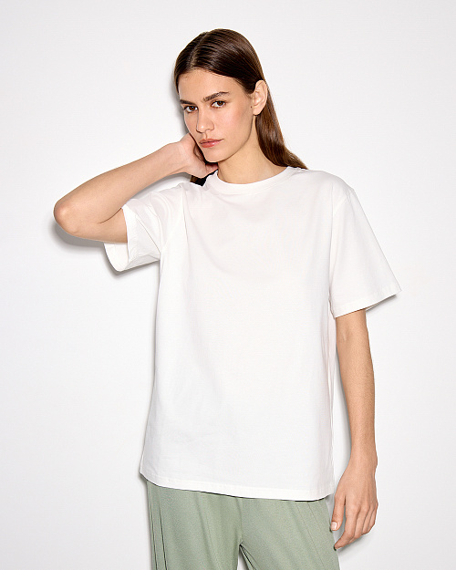 Футболка оверсайз, из хлопка с эластаном, белый