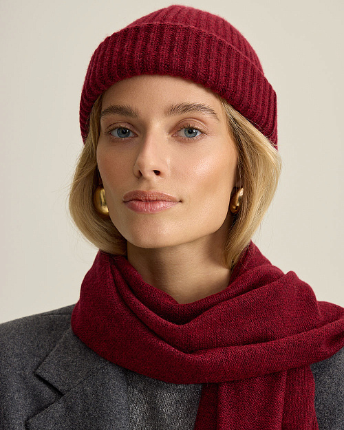 Шарф из шерсти и кашемира, бордовый