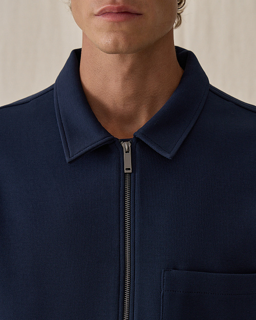 Мужская куртка из футера, на молнии, синий