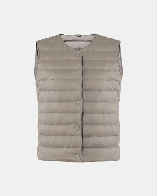 Стеганый жилет с натуральным наполнителем из пуха и пера, бежевый