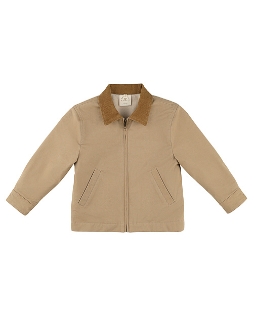 Детская хлопковая куртка Unisex с вельветовым воротником, бежевый