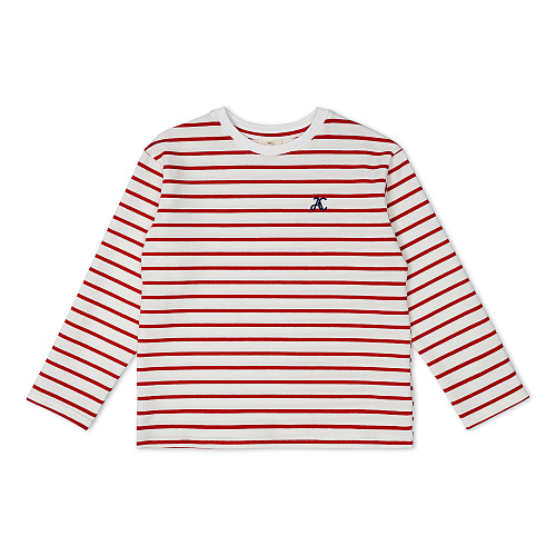 Детский лонгслив в полоску Unisex из хлопка, красный