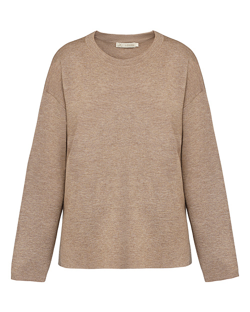 Прямой шерстяной джемпер, бежевый