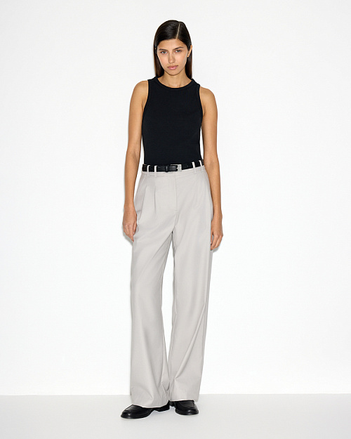 Прямые брюки c защипами, серый