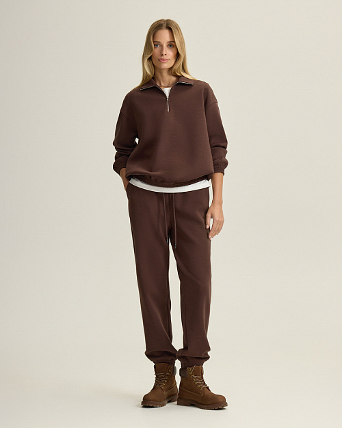 Брюки джоггеры, коричневый шоколадный