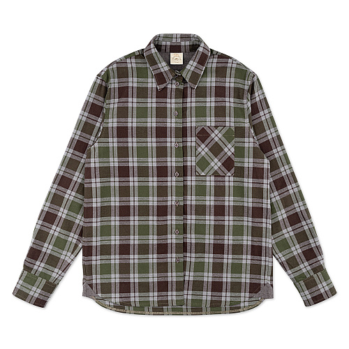 Хлопковая рубашка в клетку Unisex, хаки, коричневый