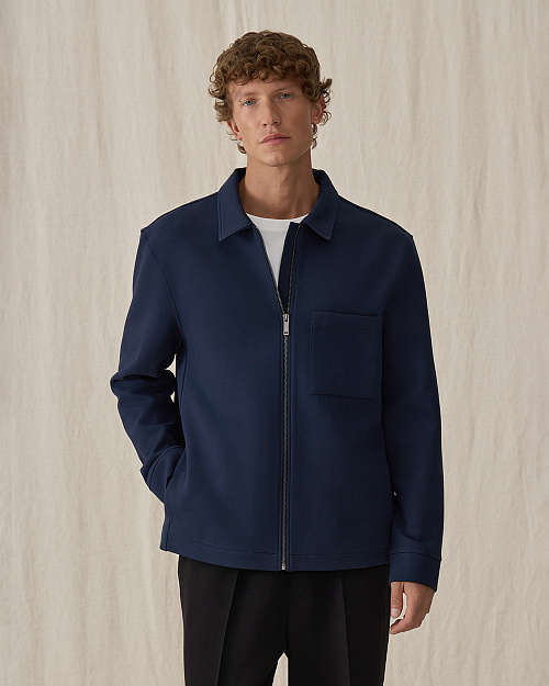 Мужская куртка из футера, на молнии, синий