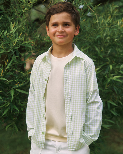 Детская рубашка Unisex в клетку, зеленый