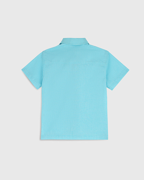 Детская рубашка Unisex из хлопка и льна, аквамарин