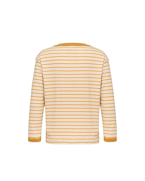 Детский лонгслив в полоску Unisex, из района, светло-бежевый, желтая полоска