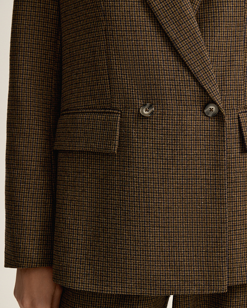 Твидовый жакет прямого кроя, коричневый