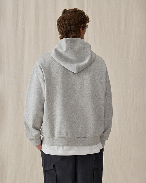 Мужская толстовка худи, серый меланж